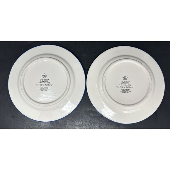 Vtg 4 SANDI GORE EVANS S'MORES THE MERRIER Jolly Follies Salad Plates Snowman - Picture 4 of 13
